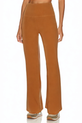 Brown Simple High Waist Stretch Flared Trousers