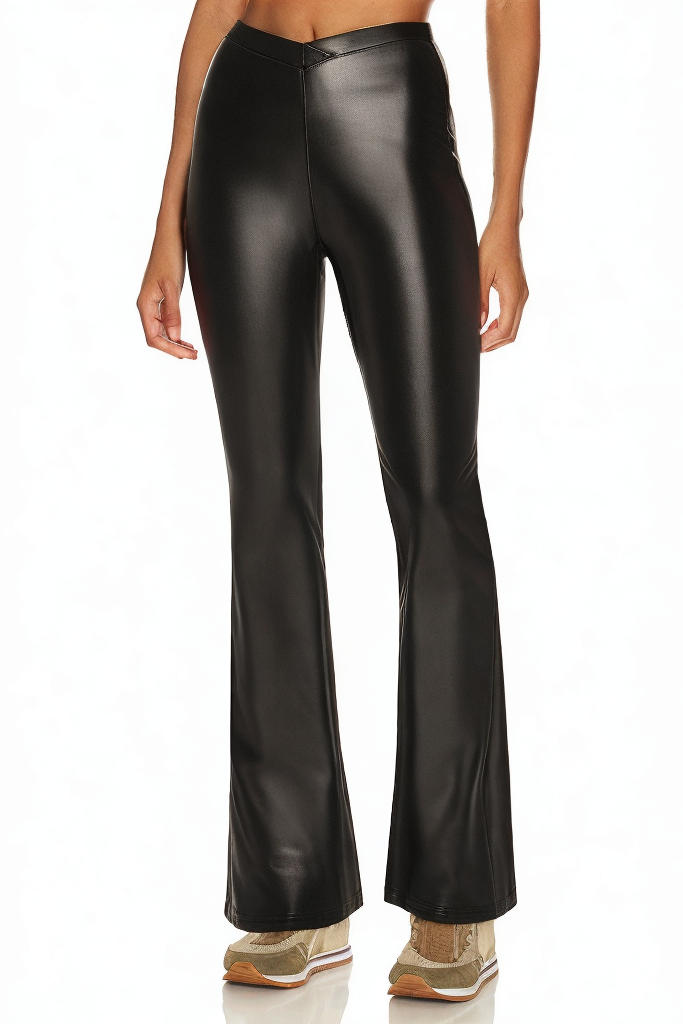 Women's Faux Leather Skinny Stretch PU Flared Pants