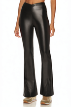 Women's Faux Leather Skinny Stretch PU Flared Pants
