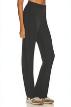 Black High Waist Solid Color Straight Loose Trousers