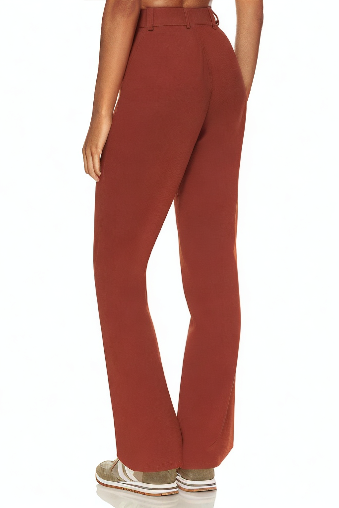 Elastic High Waist Straight Leg Business Casual Trousers with Pockets