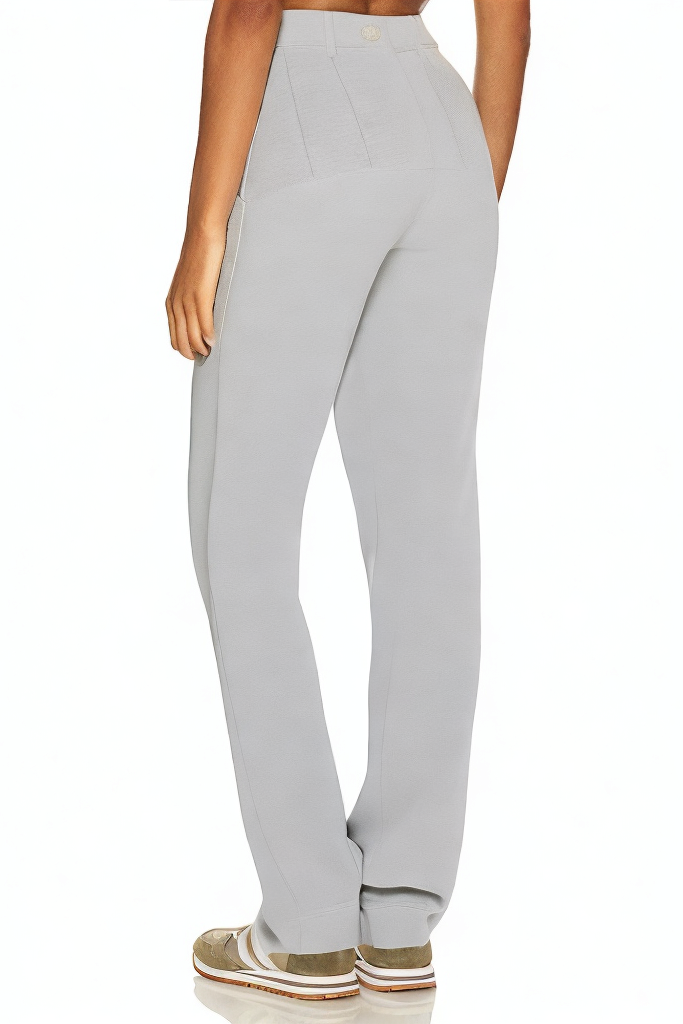 Grey High Waist Belt Pocket Soft High Waist Trousers