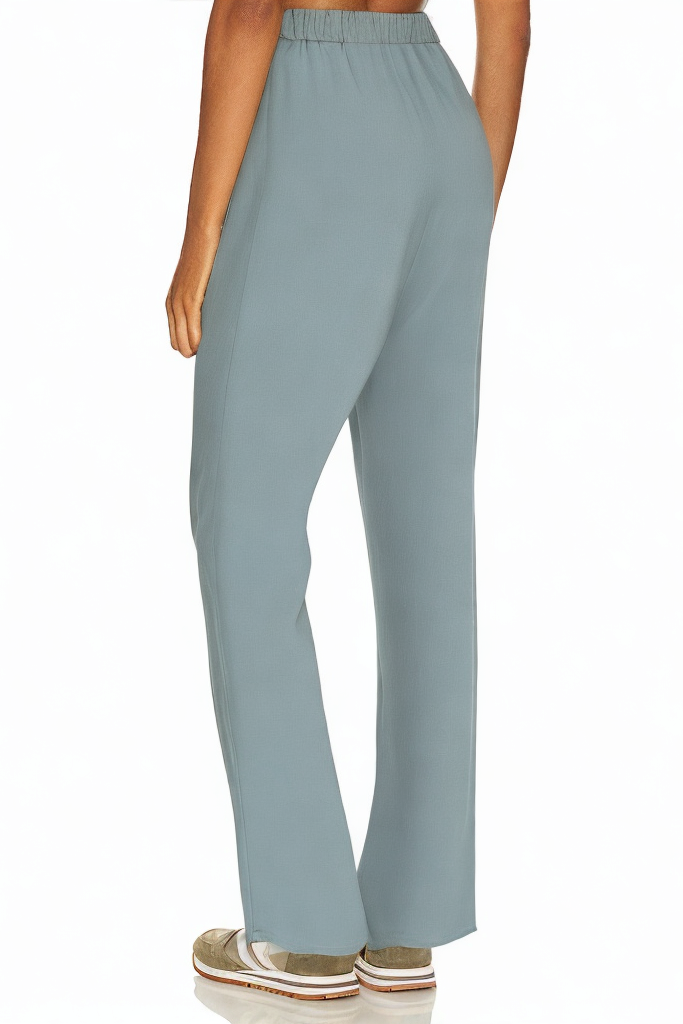 Blue Wide-leg Comfortable Trousers with Elastic Waist