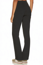 Black High Waist Solid Color Straight Loose Trousers