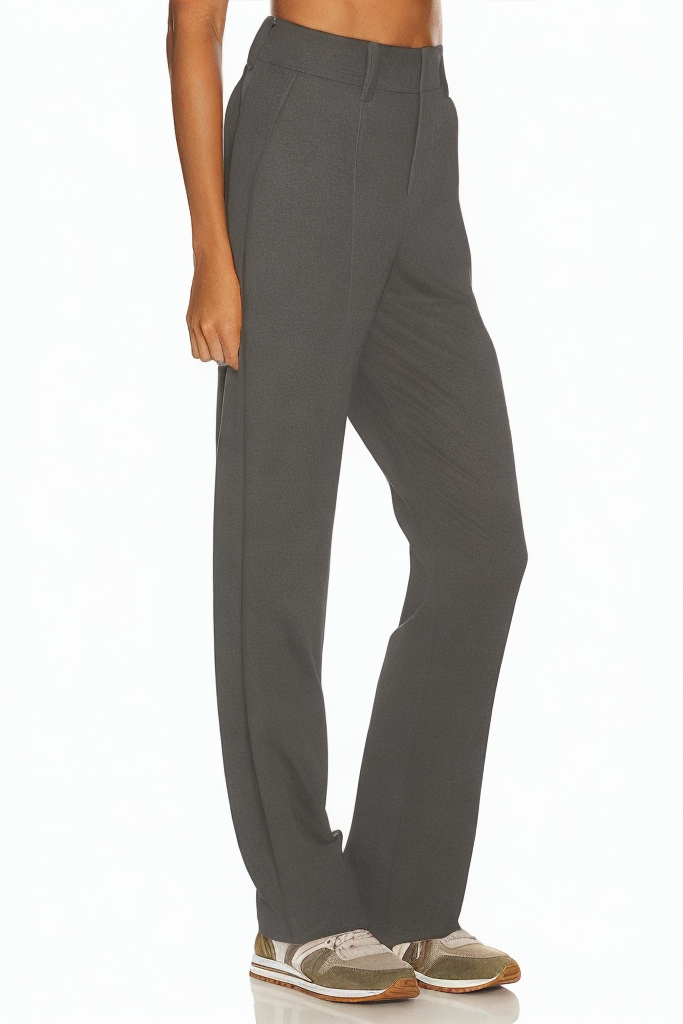 Casual All-match High Waist Slim Fit Solid Color Zipper Pants