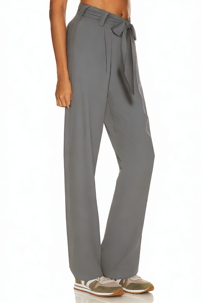 Wide Leg Women's High Waist Casual Pants with Removable Belt