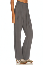 Casual Pleated Elastic Waist Loose Wide-leg Knitted Trousers