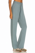 Blue Wide-leg Comfortable Trousers with Elastic Waist