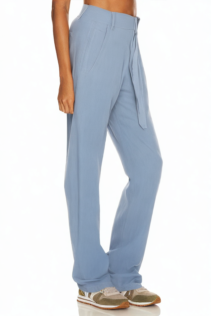 Fashion Belted Wide-leg Vintage High-waist Zipper Placket Trousers