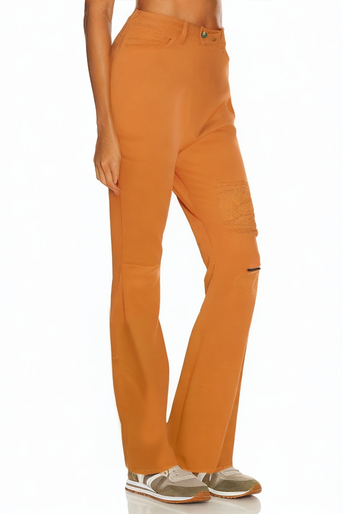 Khaki High Waist Women's Wide Leg Flared Jeans