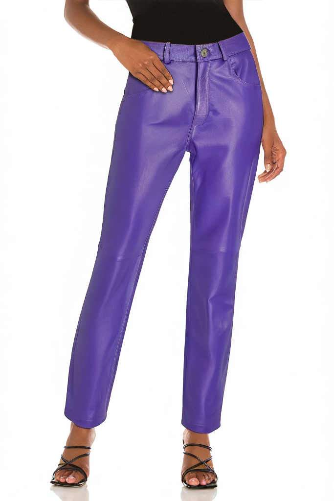 Solid Color Simple Lightweight Women's Leather Pants