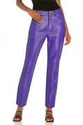 Solid Color Simple Lightweight Women's Leather Pants