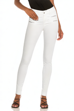 White All-match Double Zipper Decorative Personality Leather Pants