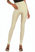 White Tummy Control Breathable Soft Leather Trousers