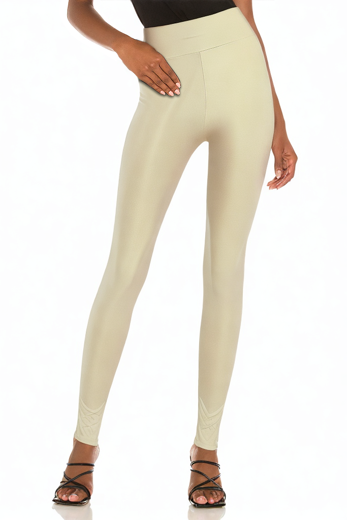 White Tummy Control Breathable Soft Leather Trousers