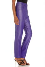 Solid Color Simple Lightweight Women's Leather Pants