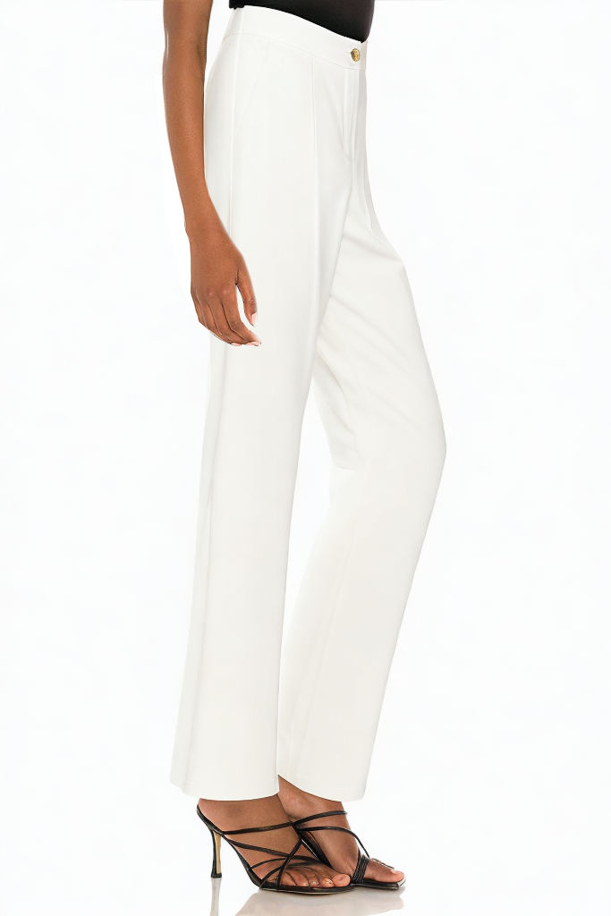 White Easy Loose Zip-up Leather Pants