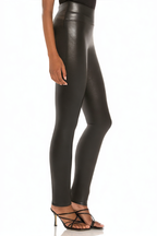 Tight Belly Shaping Belt High Waist Black Leather Pants