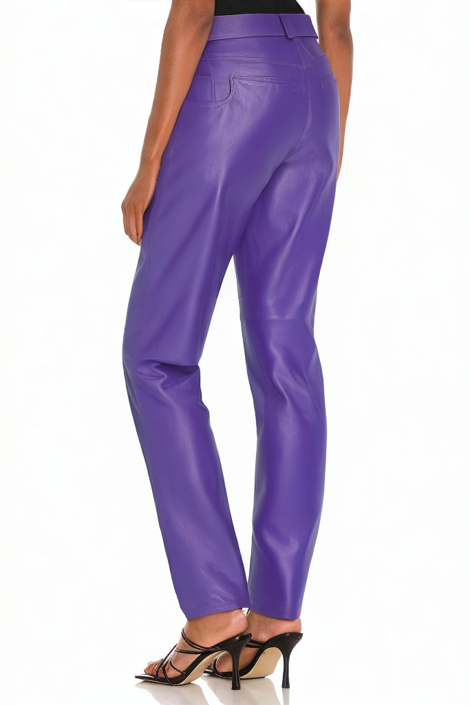 Solid Color Simple Lightweight Women's Leather Pants