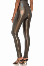 Rose Gold Fashion High Waist Stretch Shiny Leather Pants